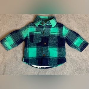 Size 6M Carter’s  Baby Hilary Duff Plaid Sherpa Shacket Jacket-Green/Navy